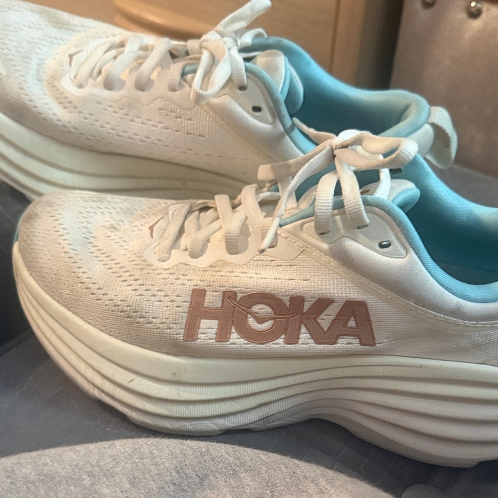 Hoka Women's Cream and Tan Athletic Shoes